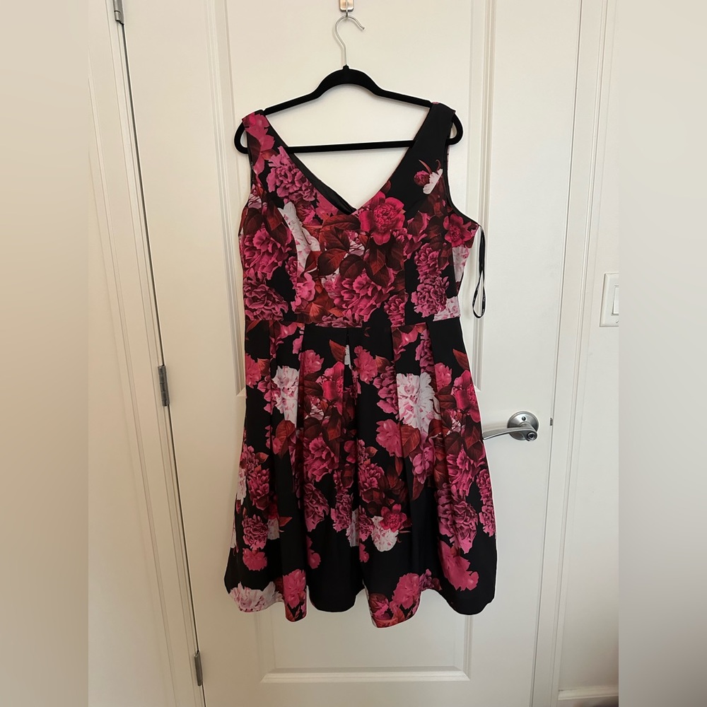 City Chic Black/pink floral dress